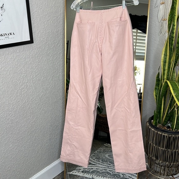 HOUSE OF CB 'Elliot' Peach Vegan Leather Lace Up Trousers NWOT - Picture 9 of 9